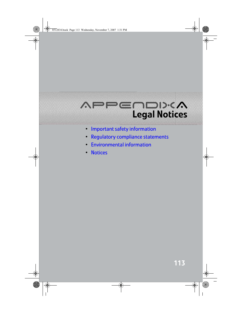 Legal notices, Appendix a: legal notices, Appendix a | Gateway FX User Manual | Page 119 / 140