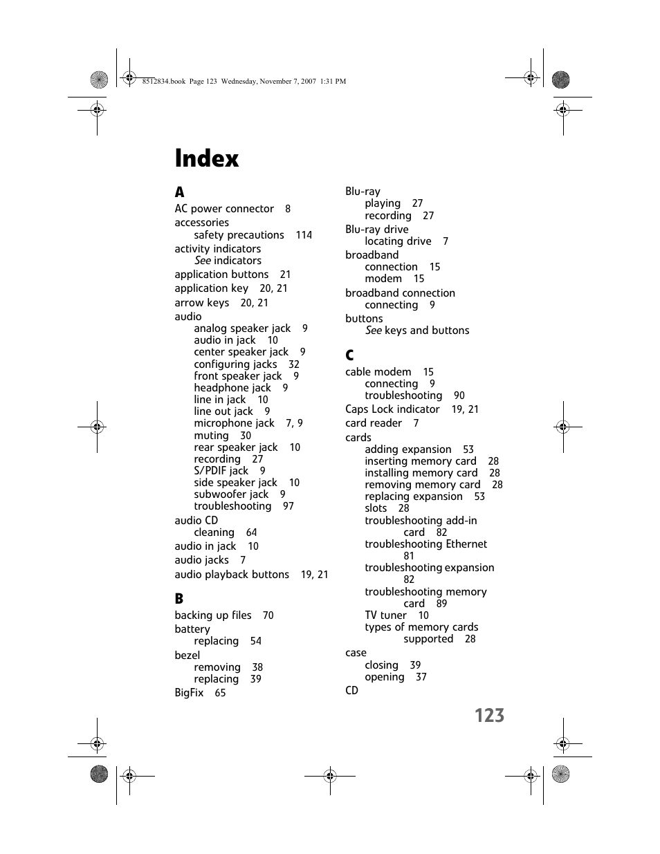 Index | Gateway FX User Manual | Page 129 / 140