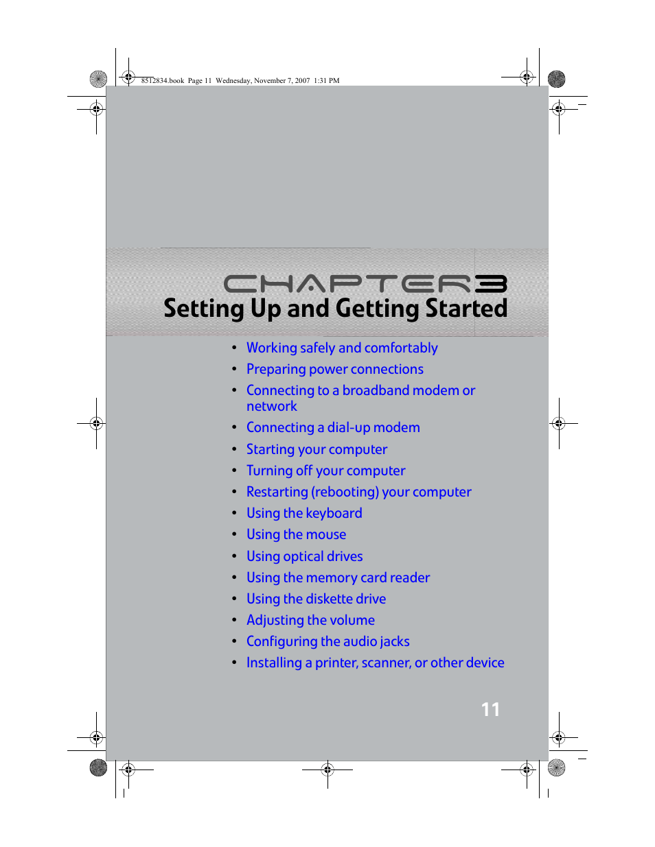 Setting up and getting started, Chapter 3: setting up and getting started, Chapter 3 | Gateway FX User Manual | Page 17 / 140