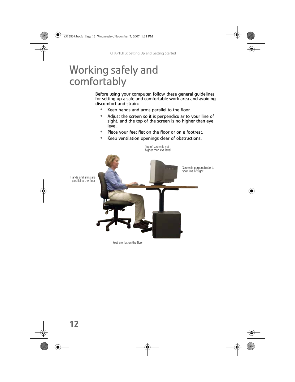 Working safely and comfortably | Gateway FX User Manual | Page 18 / 140