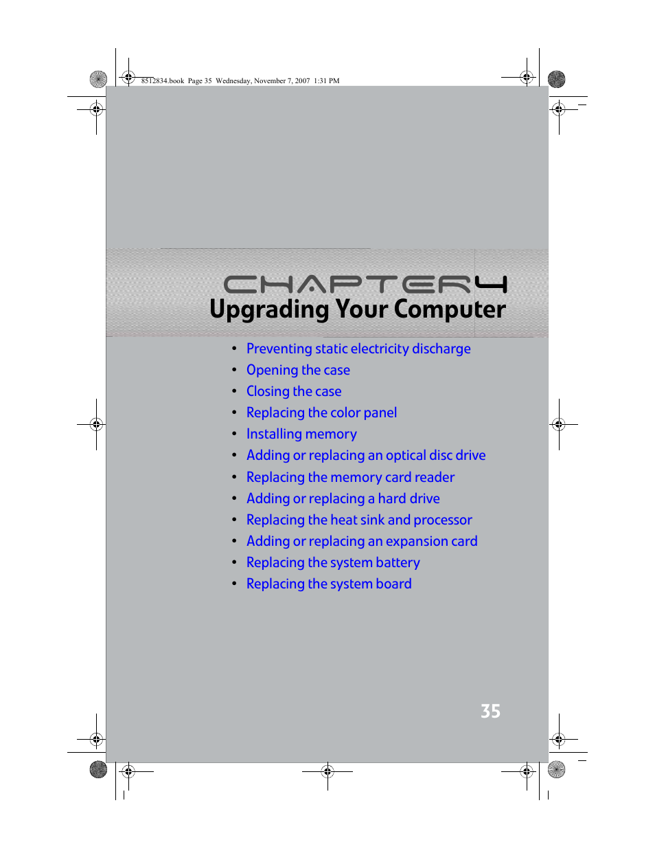 Upgrading your computer, Chapter 4: upgrading your computer, Chapter 4 | Gateway FX User Manual | Page 41 / 140