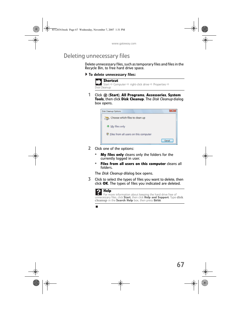 Deleting unnecessary files, To delete unnecessary files | Gateway FX User Manual | Page 73 / 140