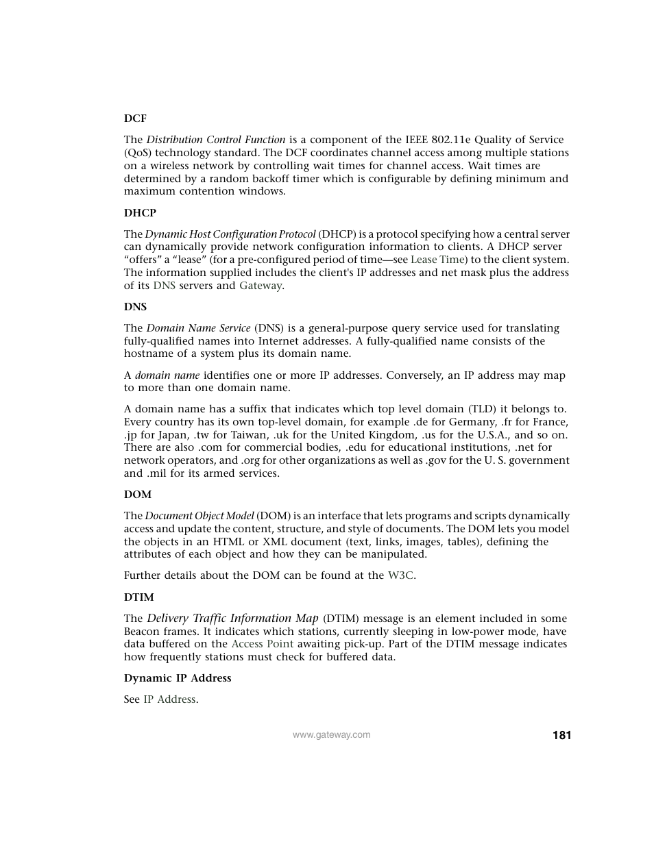 Gateway 7001 Series User Manual | Page 186 / 218