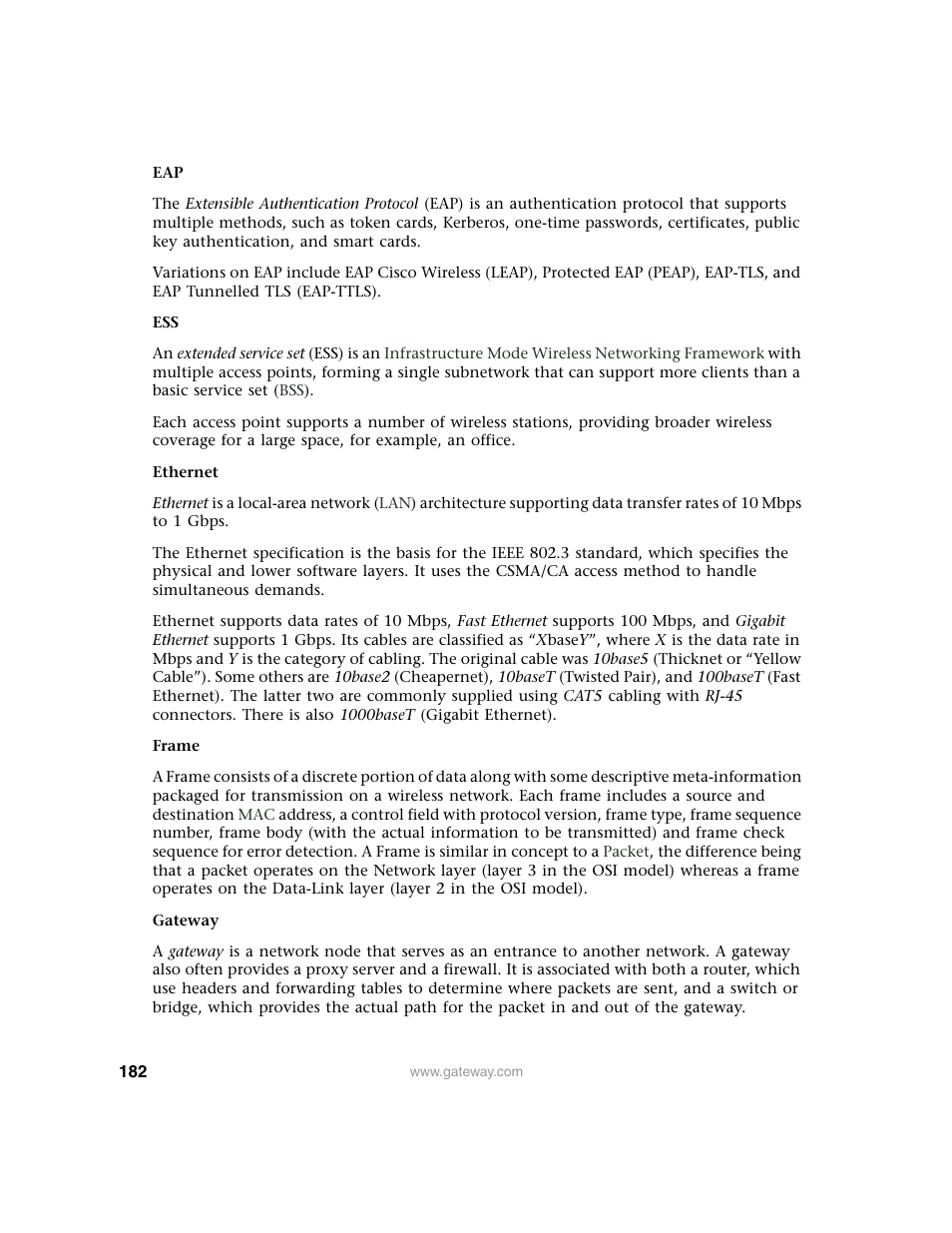 Gateway 7001 Series User Manual | Page 187 / 218