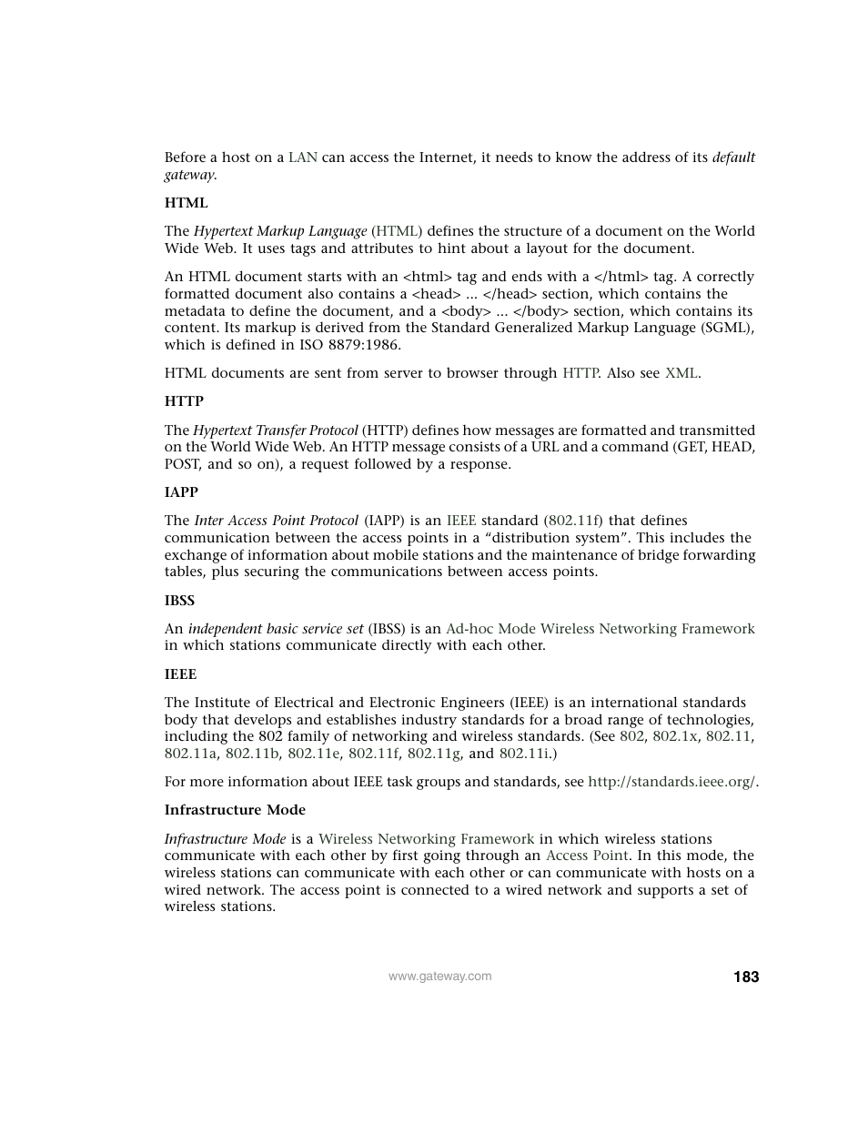 Gateway 7001 Series User Manual | Page 188 / 218