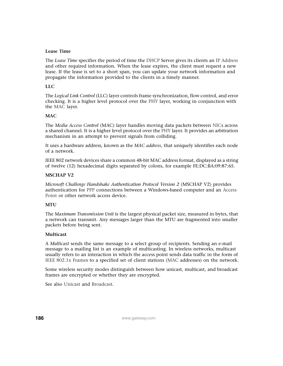 Gateway 7001 Series User Manual | Page 191 / 218