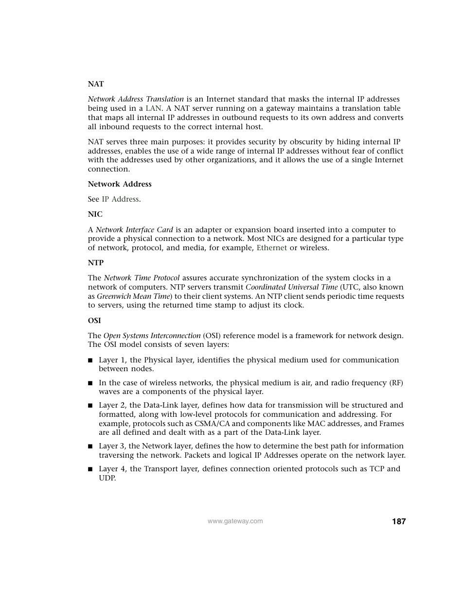 Gateway 7001 Series User Manual | Page 192 / 218