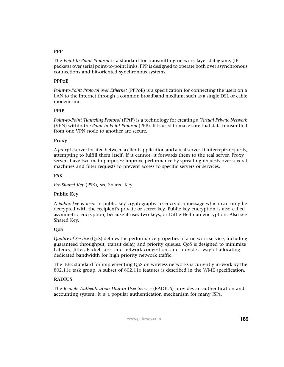 Gateway 7001 Series User Manual | Page 194 / 218