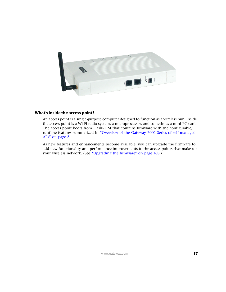 What’s inside the access point | Gateway 7001 Series User Manual | Page 22 / 218