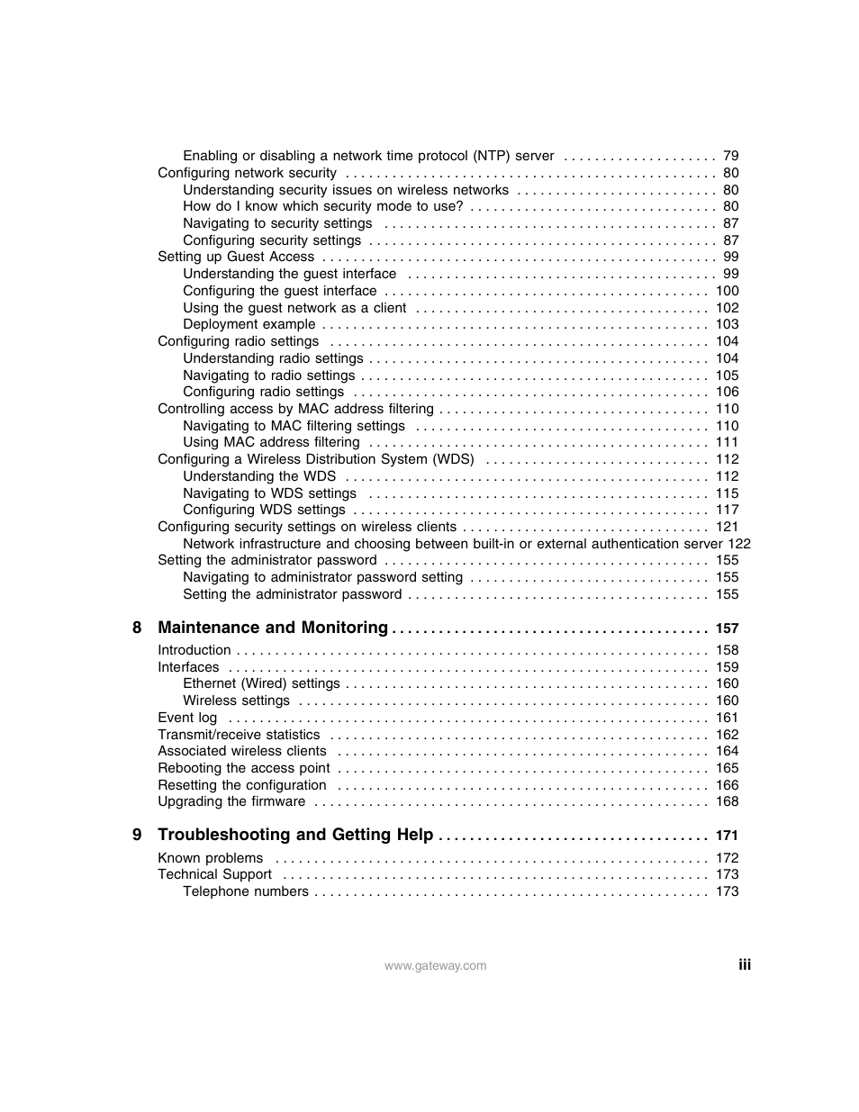 Gateway 7001 Series User Manual | Page 4 / 218