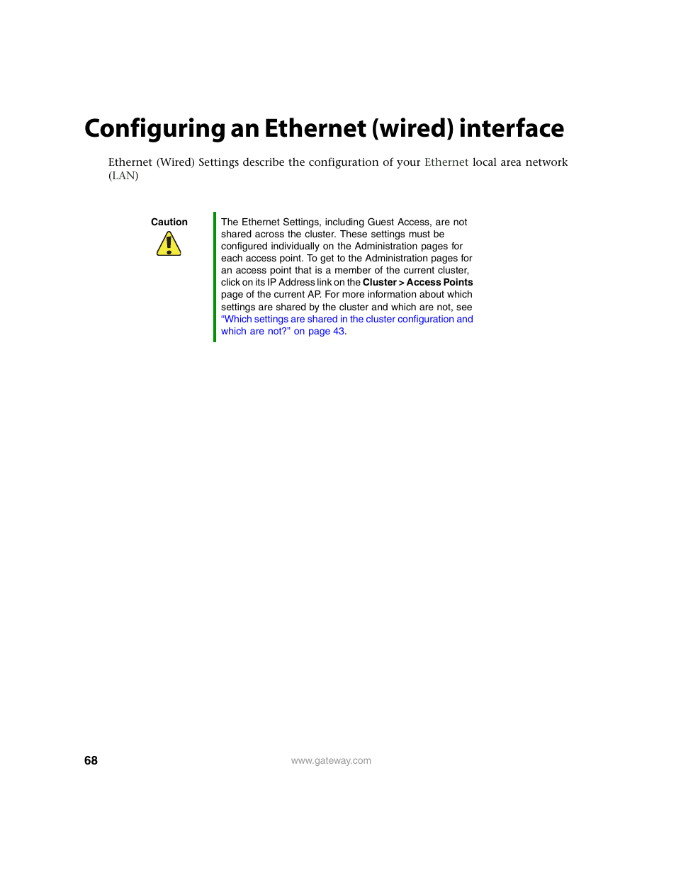 Configuring an ethernet (wired) interface, Configuring an ethernet (wired), Interface | Gateway 7001 Series User Manual | Page 73 / 218