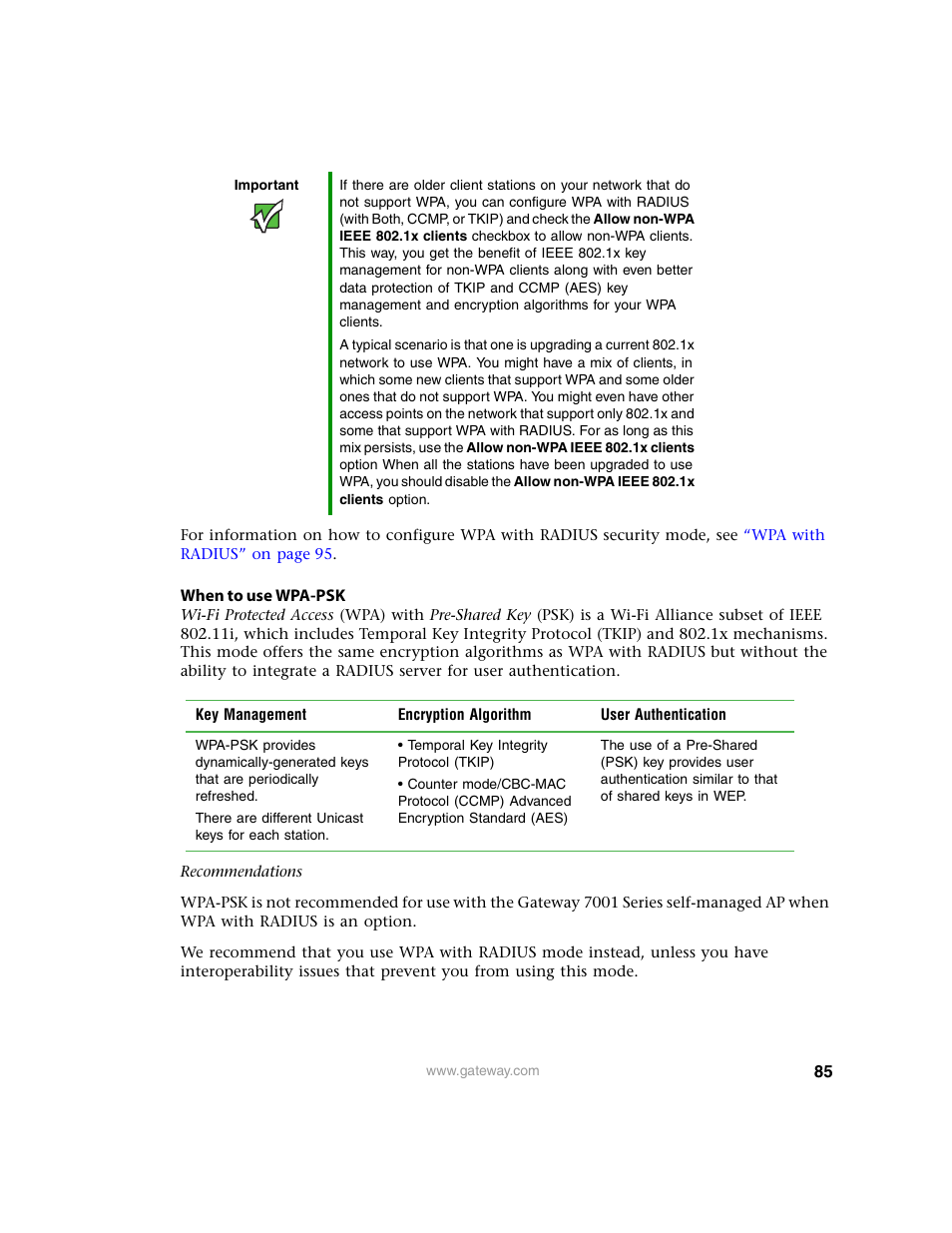 Gateway 7001 Series User Manual | Page 90 / 218