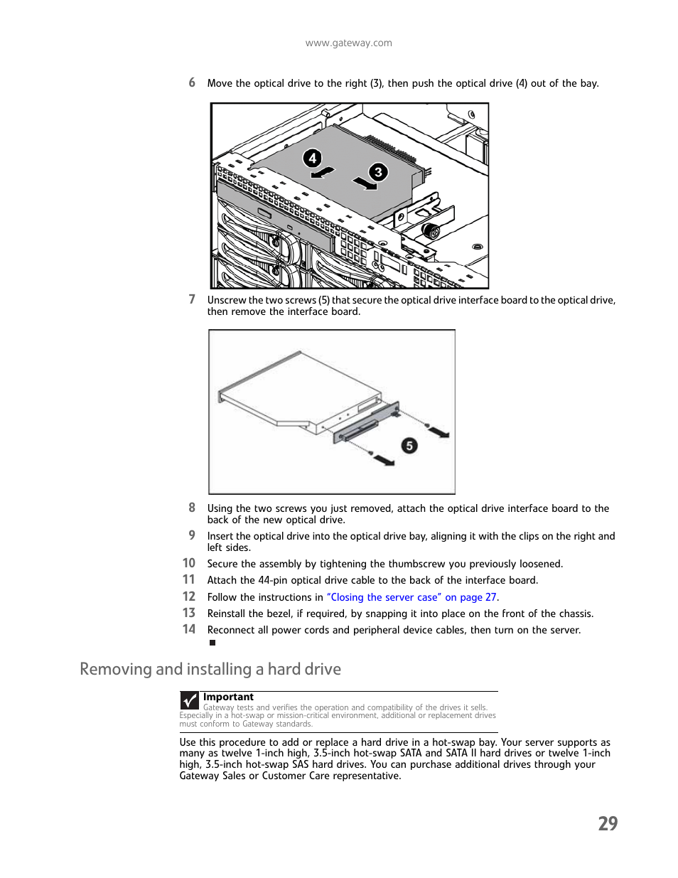 Removing and installing a hard drive | Gateway E-9722R User Manual | Page 35 / 112