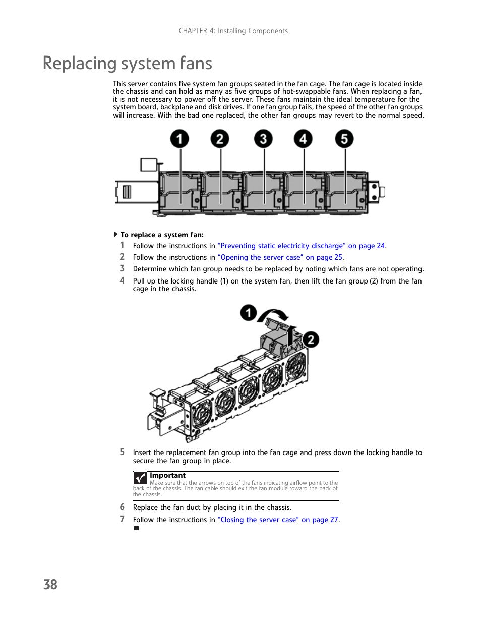 Replacing system fans | Gateway E-9722R User Manual | Page 44 / 112