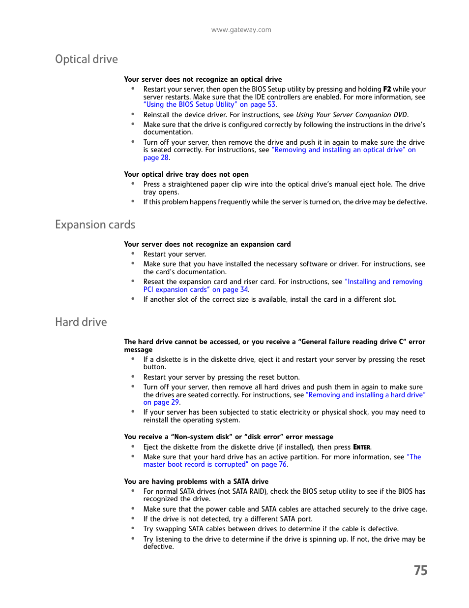 Optical drive, Expansion cards, Hard drive | Optical drive expansion cards hard drive | Gateway E-9722R User Manual | Page 81 / 112
