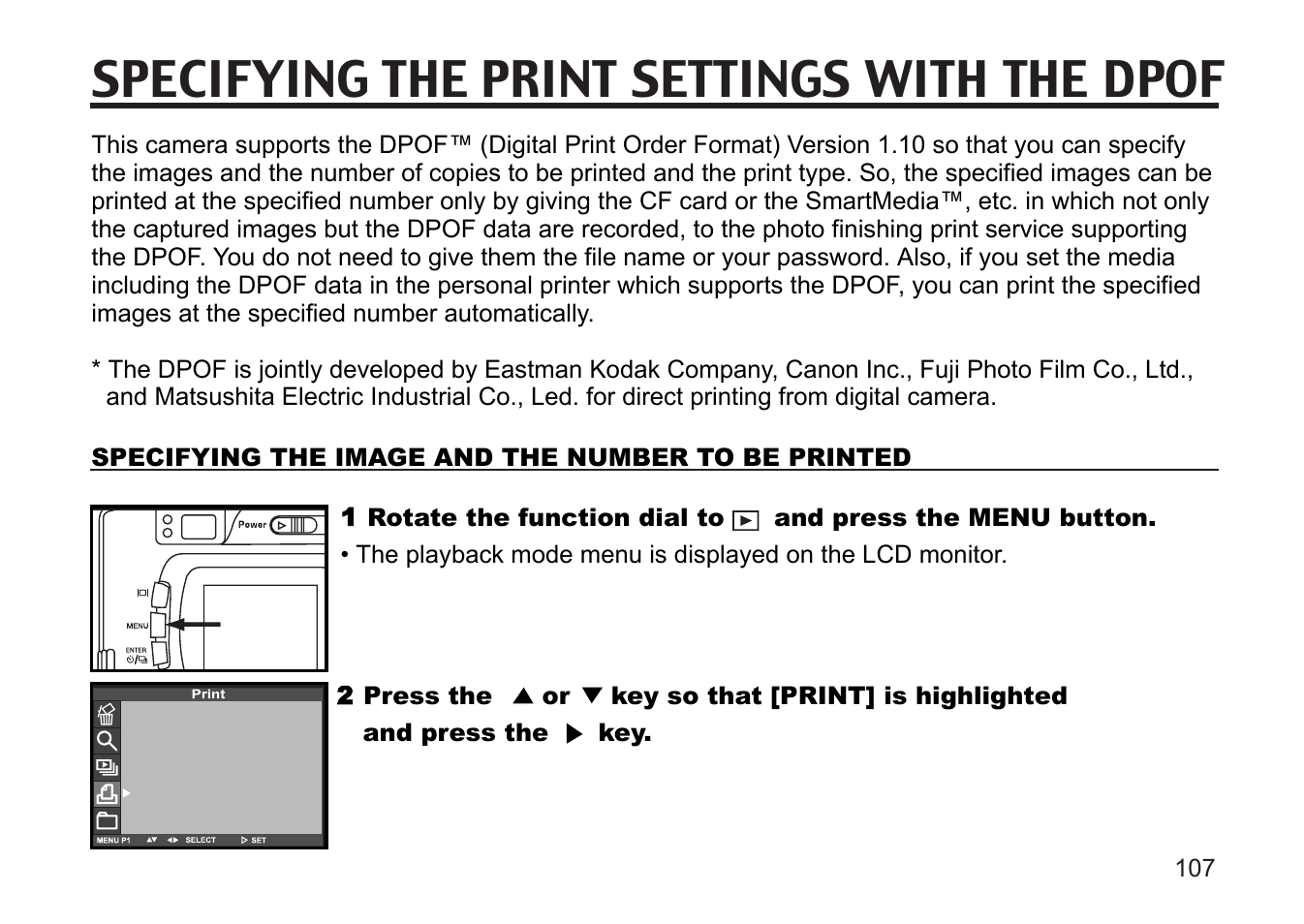 Specifying the print settings with the dpof | Gateway DC-M50 User Manual | Page 107 / 174