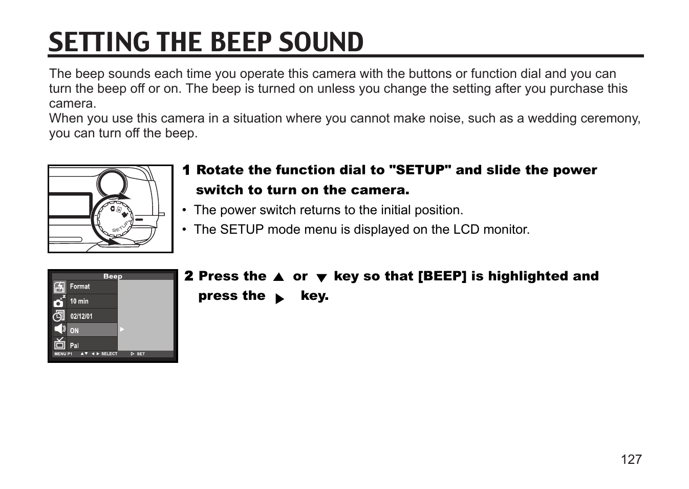 Setting the beep sound | Gateway DC-M50 User Manual | Page 127 / 174