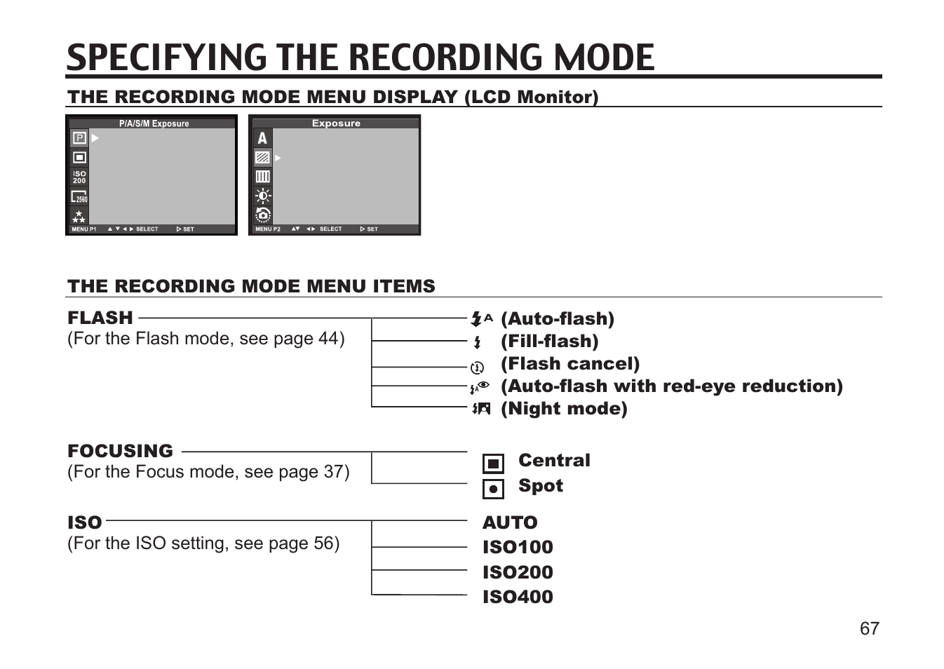 Specifying the recording mode | Gateway DC-M50 User Manual | Page 67 / 174