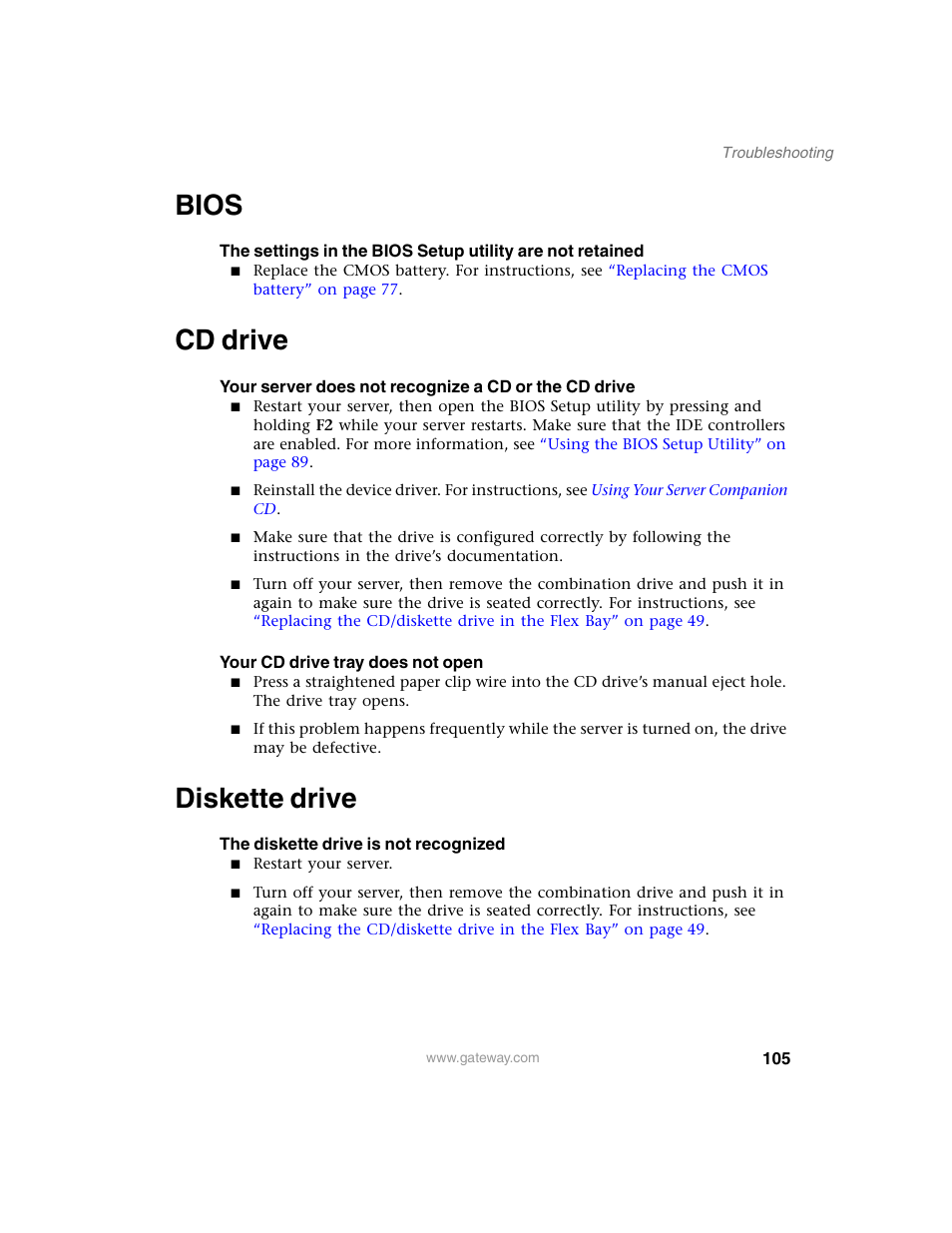 Bios, Cd drive, Diskette drive | Bios cd drive | Gateway 955 User Manual | Page 111 / 144