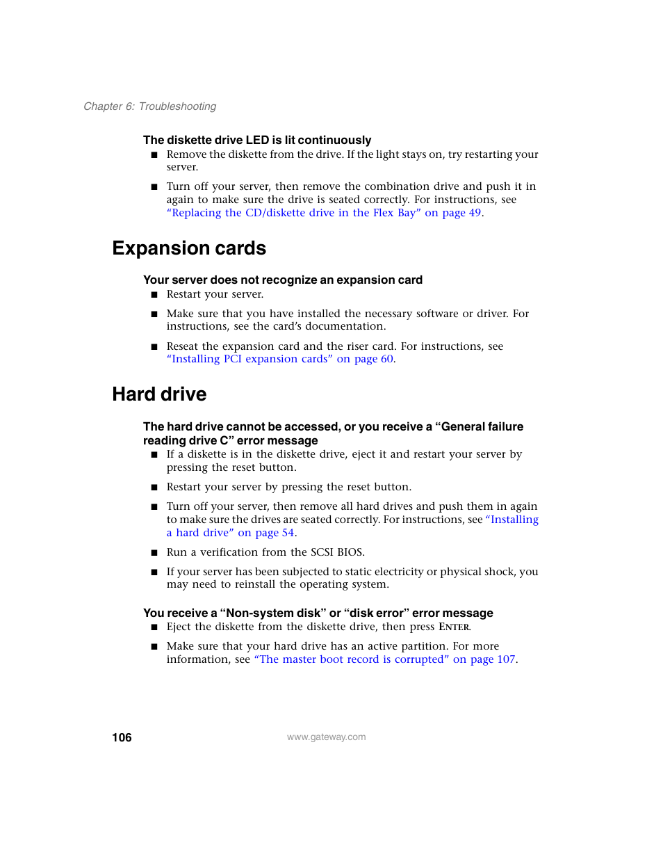 Expansion cards, Hard drive, Expansion cards hard drive | Gateway 955 User Manual | Page 112 / 144