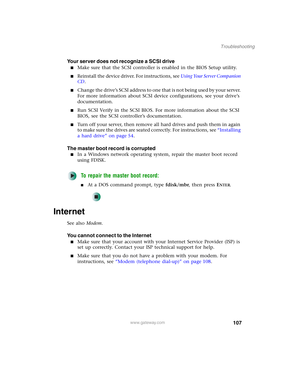 Internet | Gateway 955 User Manual | Page 113 / 144