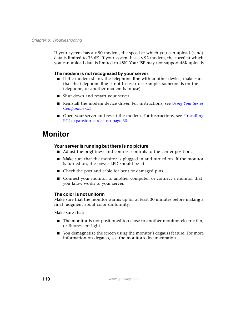 Monitor | Gateway 955 User Manual | Page 116 / 144