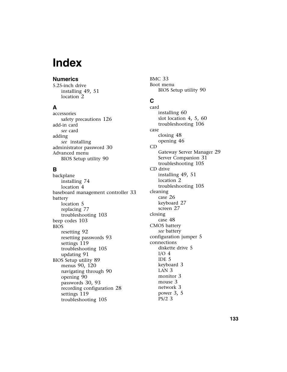 Index, Numerics | Gateway 955 User Manual | Page 139 / 144