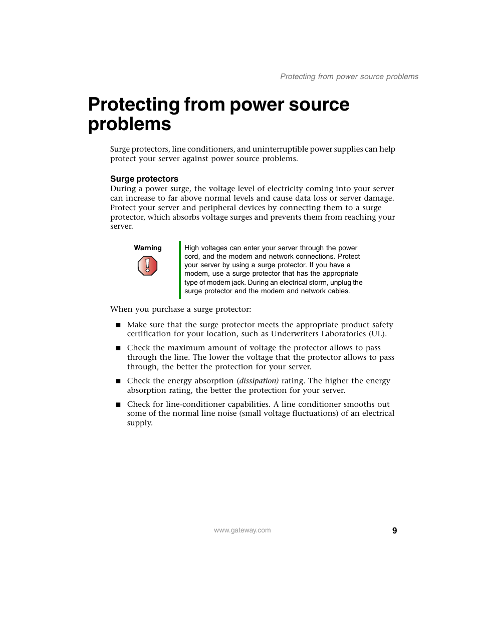 Protecting from power source problems | Gateway 955 User Manual | Page 15 / 144