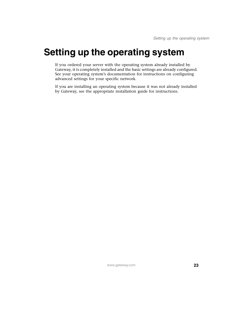 Setting up the operating system | Gateway 955 User Manual | Page 29 / 144