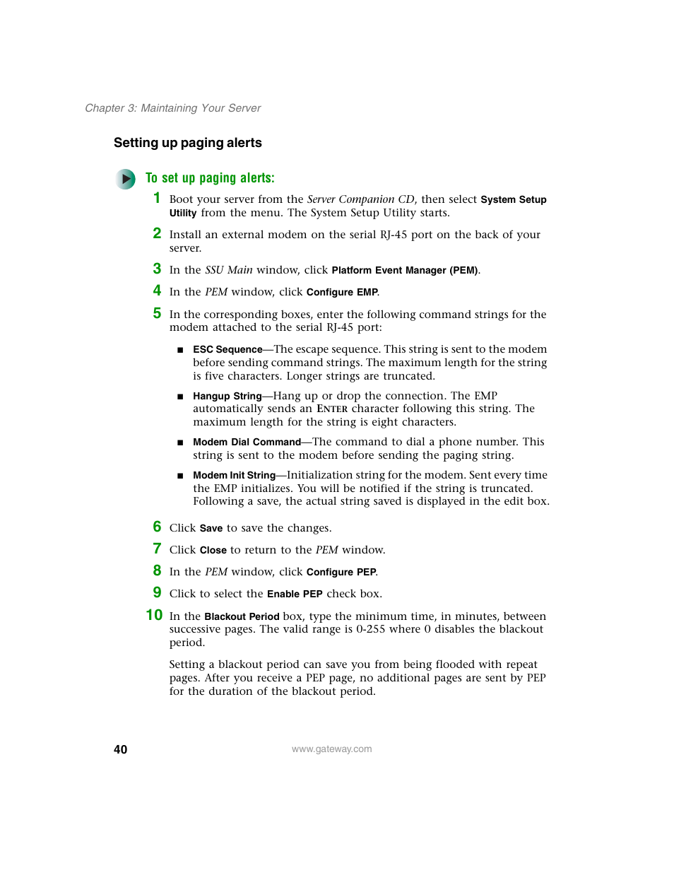 Setting up paging alerts | Gateway 955 User Manual | Page 46 / 144