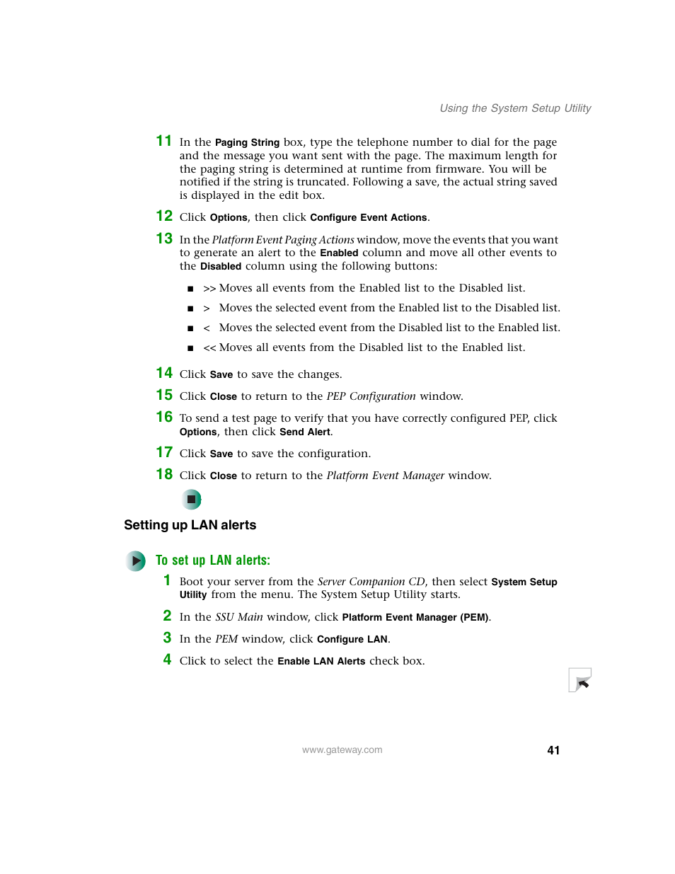 Setting up lan alerts | Gateway 955 User Manual | Page 47 / 144