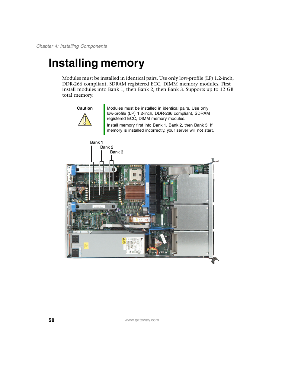 Installing memory | Gateway 955 User Manual | Page 64 / 144