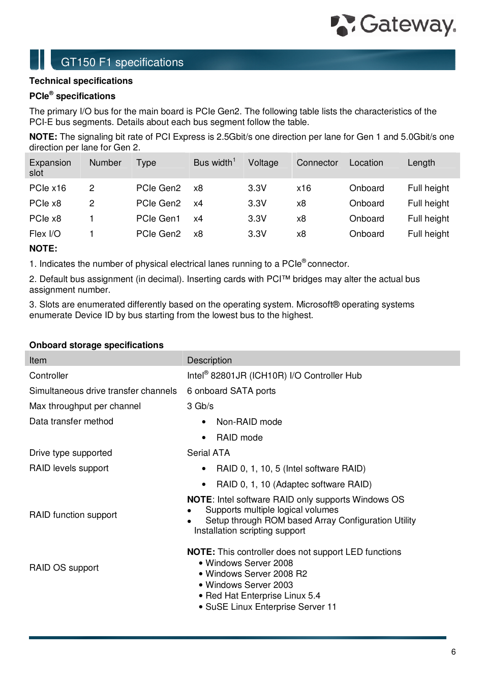 Gt150 f1 specifications | Gateway GT150 F1 User Manual | Page 6 / 16