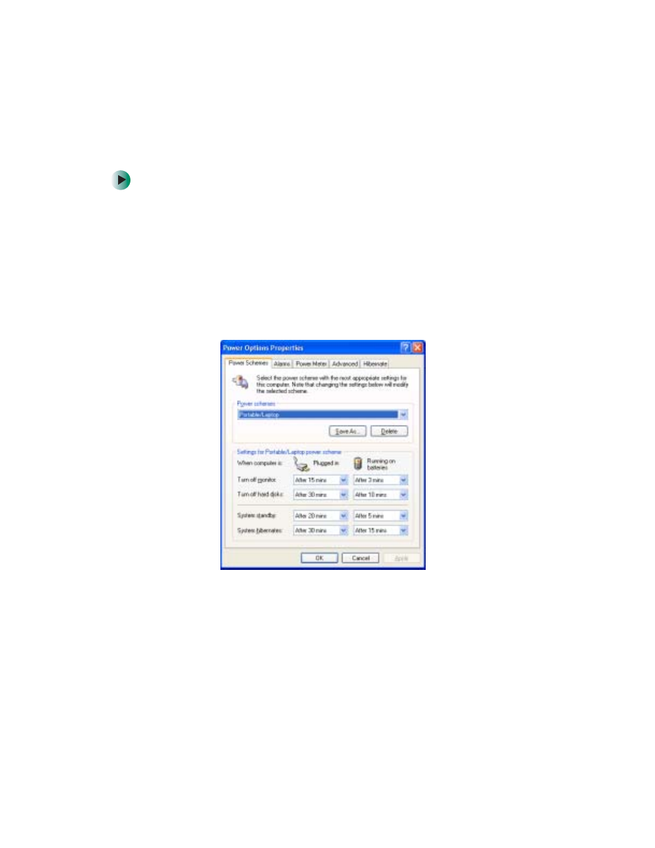Changing the power scheme | Gateway 200 User Manual | Page 160 / 312