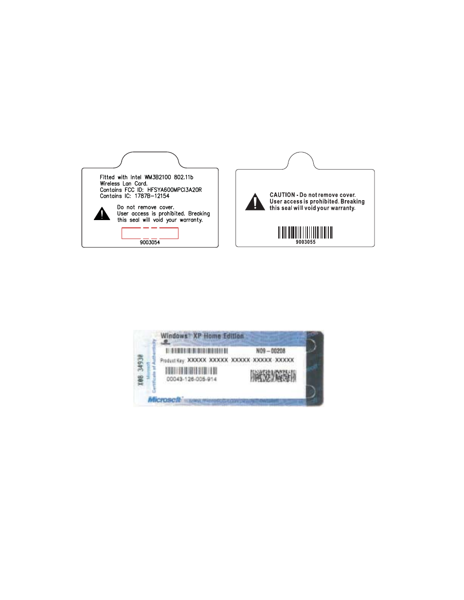 Internal wireless label, Microsoft certificate of authenticity | Gateway 200 User Manual | Page 20 / 312