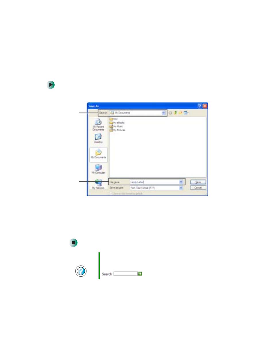Saving a document | Gateway 200 User Manual | Page 72 / 312