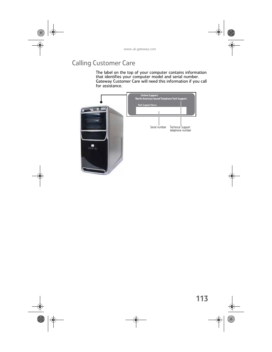 Calling customer care | Gateway GT5062b User Manual | Page 119 / 142