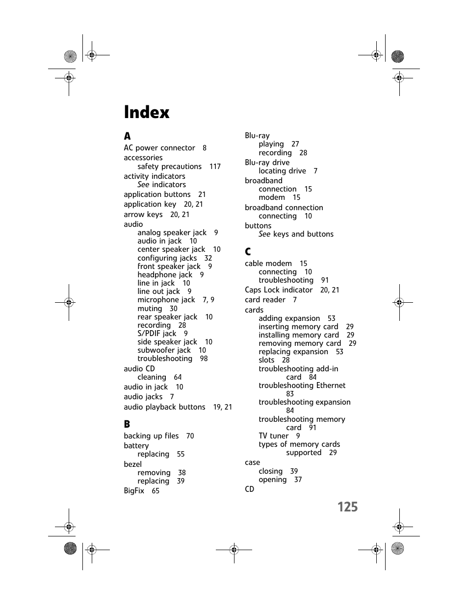 Index | Gateway GT5062b User Manual | Page 131 / 142