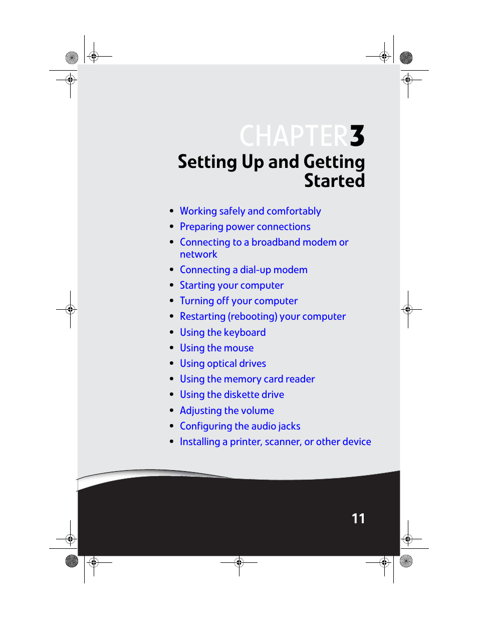 Setting up and getting started, Chapter 3: setting up and getting started, Chapter 3 | Gateway GT5062b User Manual | Page 17 / 142