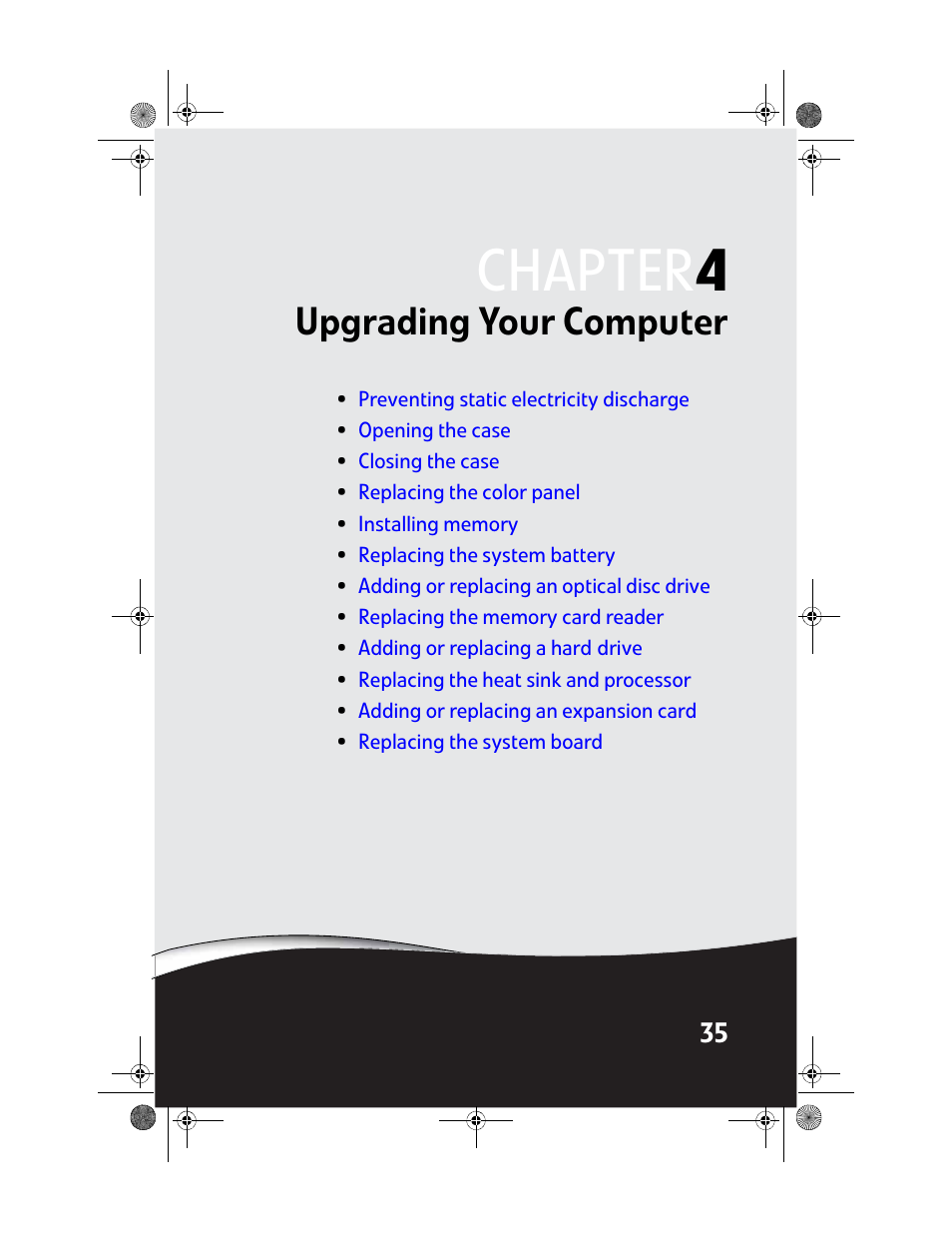Upgrading your computer, Chapter 4: upgrading your computer, Chapter 4 | Gateway GT5062b User Manual | Page 41 / 142