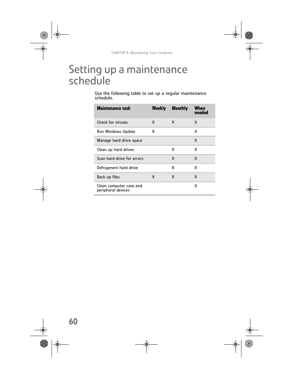 Setting up a maintenance schedule | Gateway GT5062b User Manual | Page 66 / 142