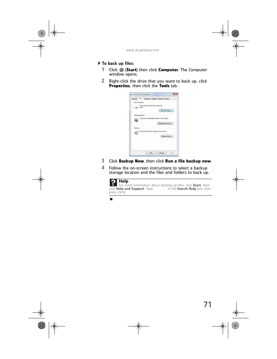 To back up files | Gateway GT5062b User Manual | Page 77 / 142