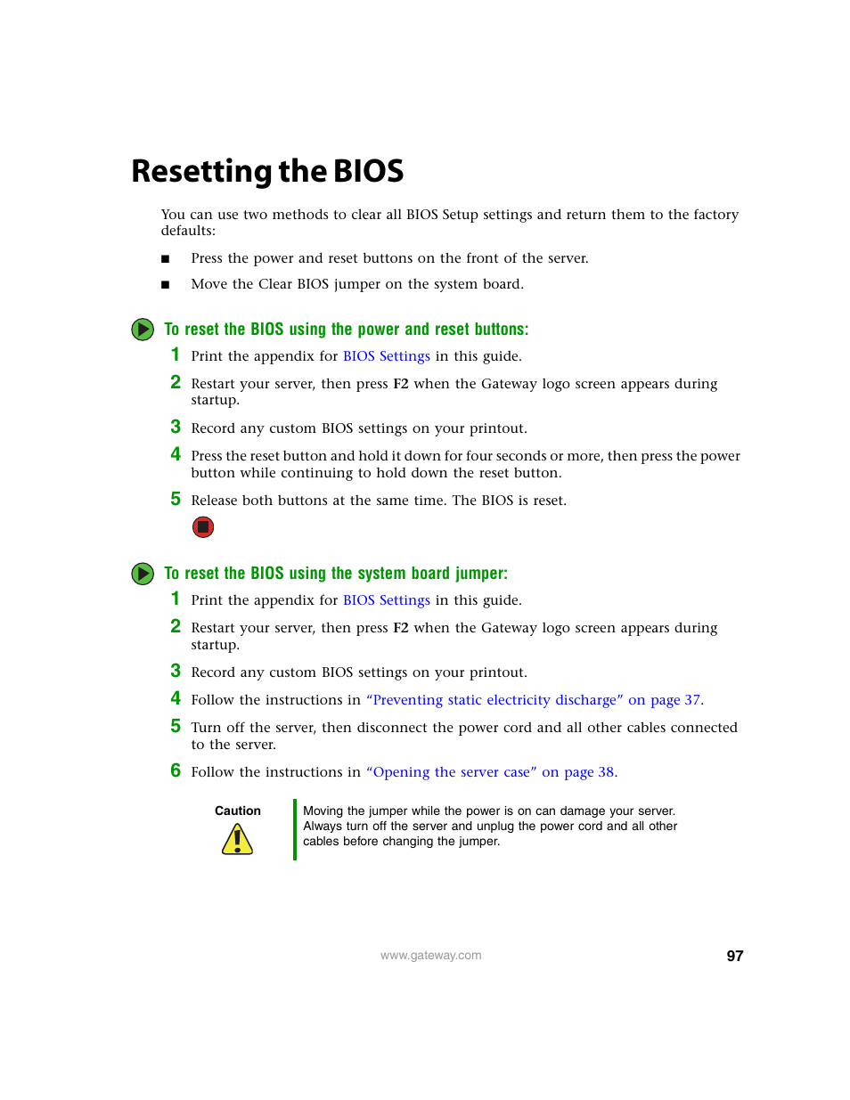 Resetting the bios | Gateway 9315 User Manual | Page 102 / 168