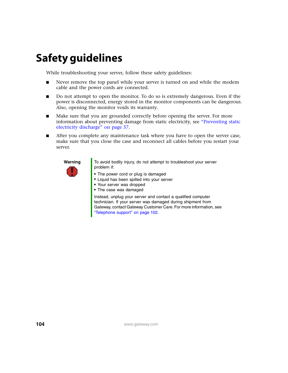 Safety guidelines | Gateway 9315 User Manual | Page 109 / 168