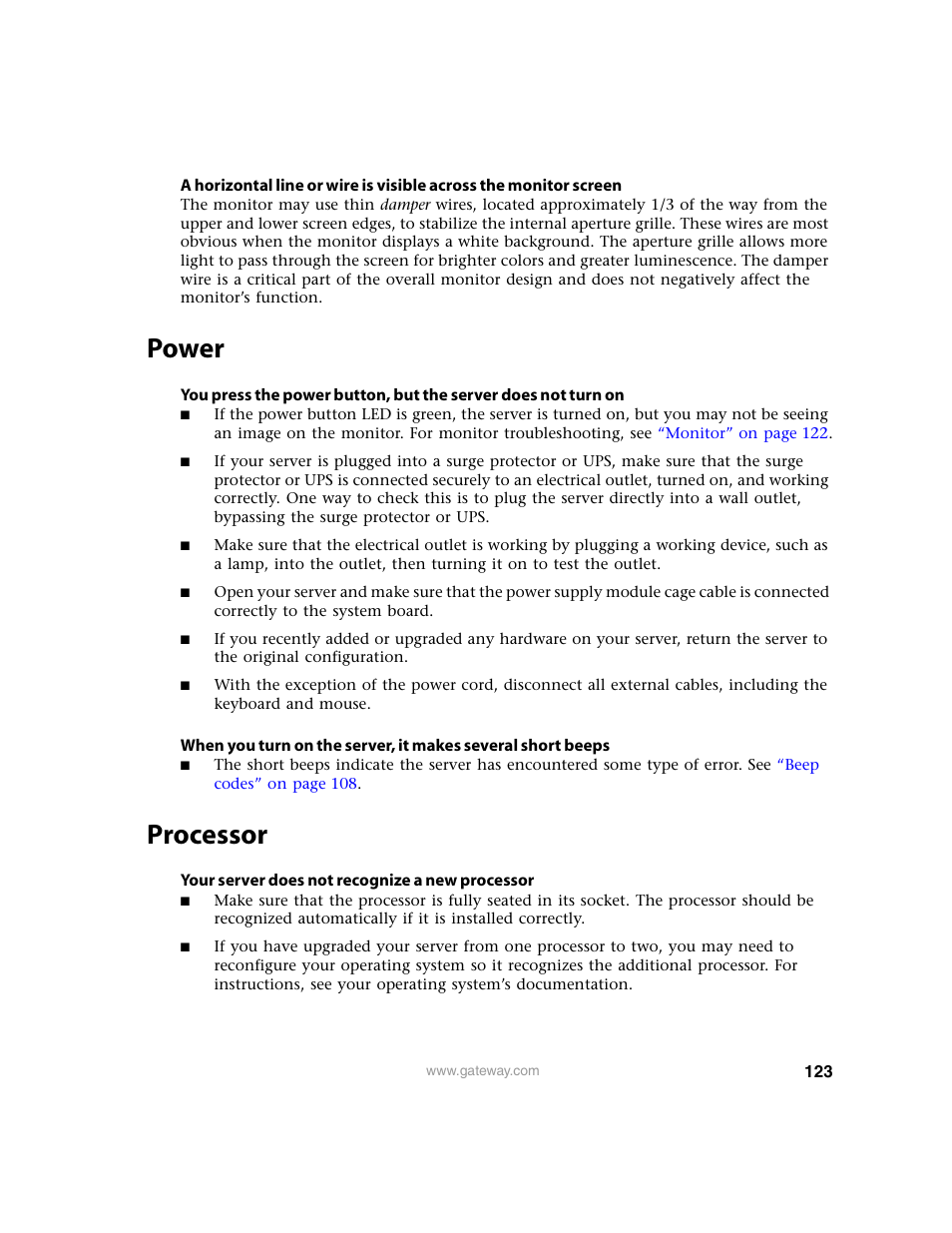 Power, Processor, Power processor | Gateway 9315 User Manual | Page 128 / 168