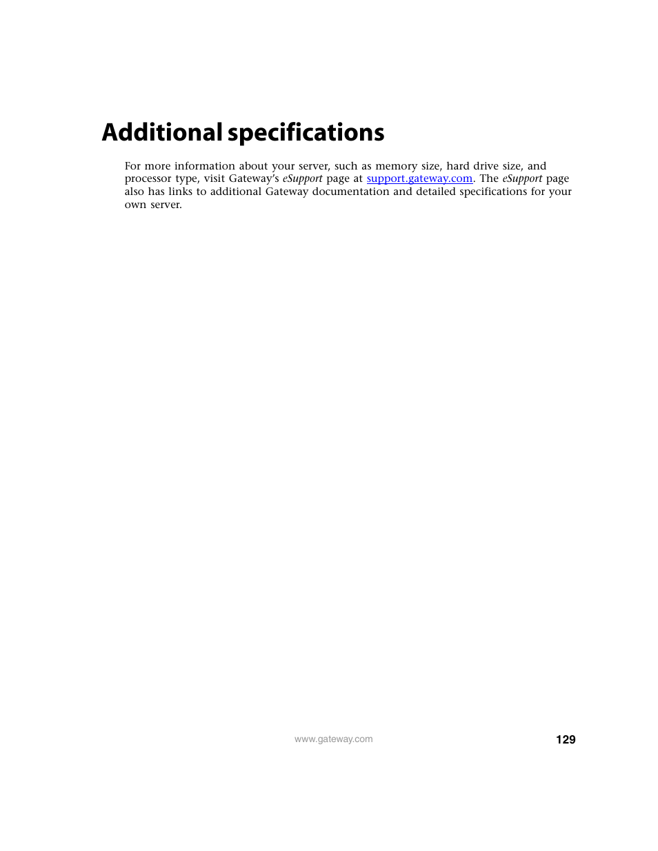 Additional specifications | Gateway 9315 User Manual | Page 134 / 168