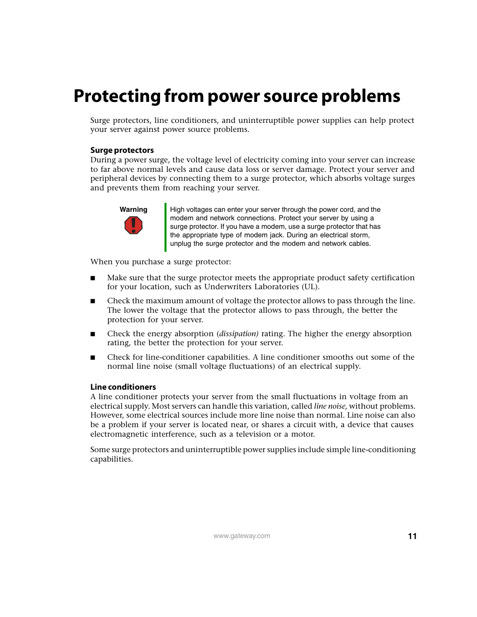 Protecting from power source problems | Gateway 9315 User Manual | Page 16 / 168