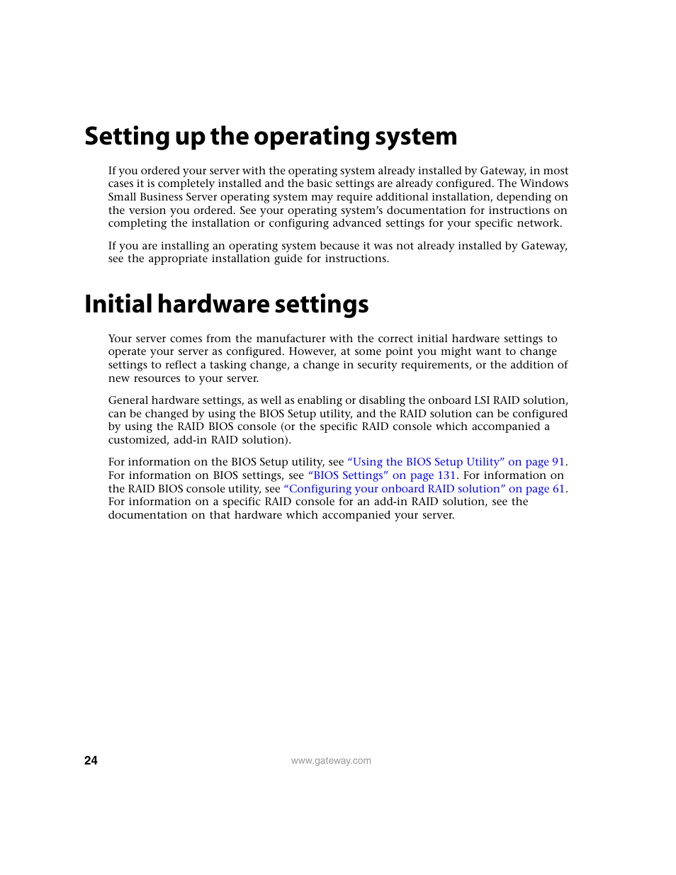 Setting up the operating system, Initial hardware settings | Gateway 9315 User Manual | Page 29 / 168