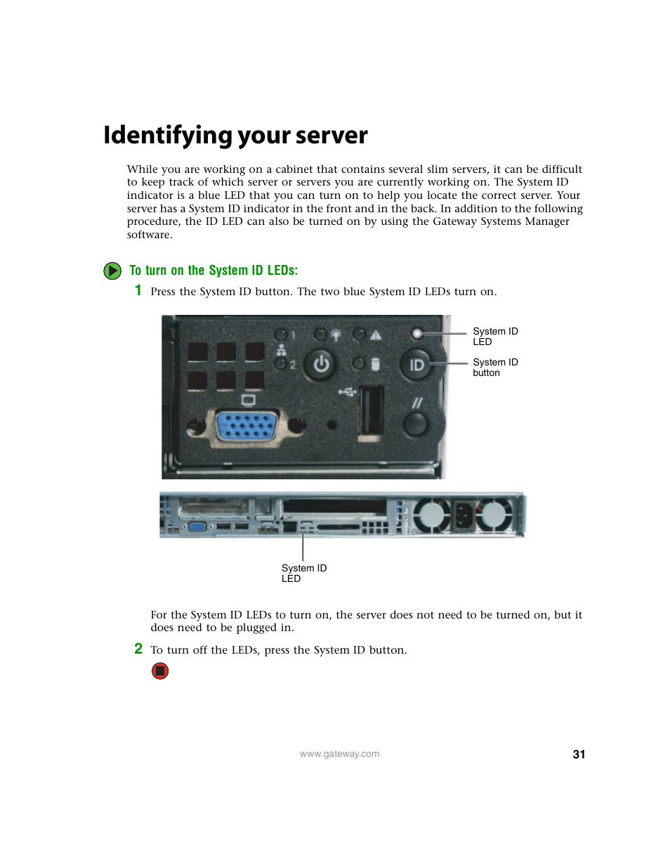 Identifying your server | Gateway 9315 User Manual | Page 36 / 168