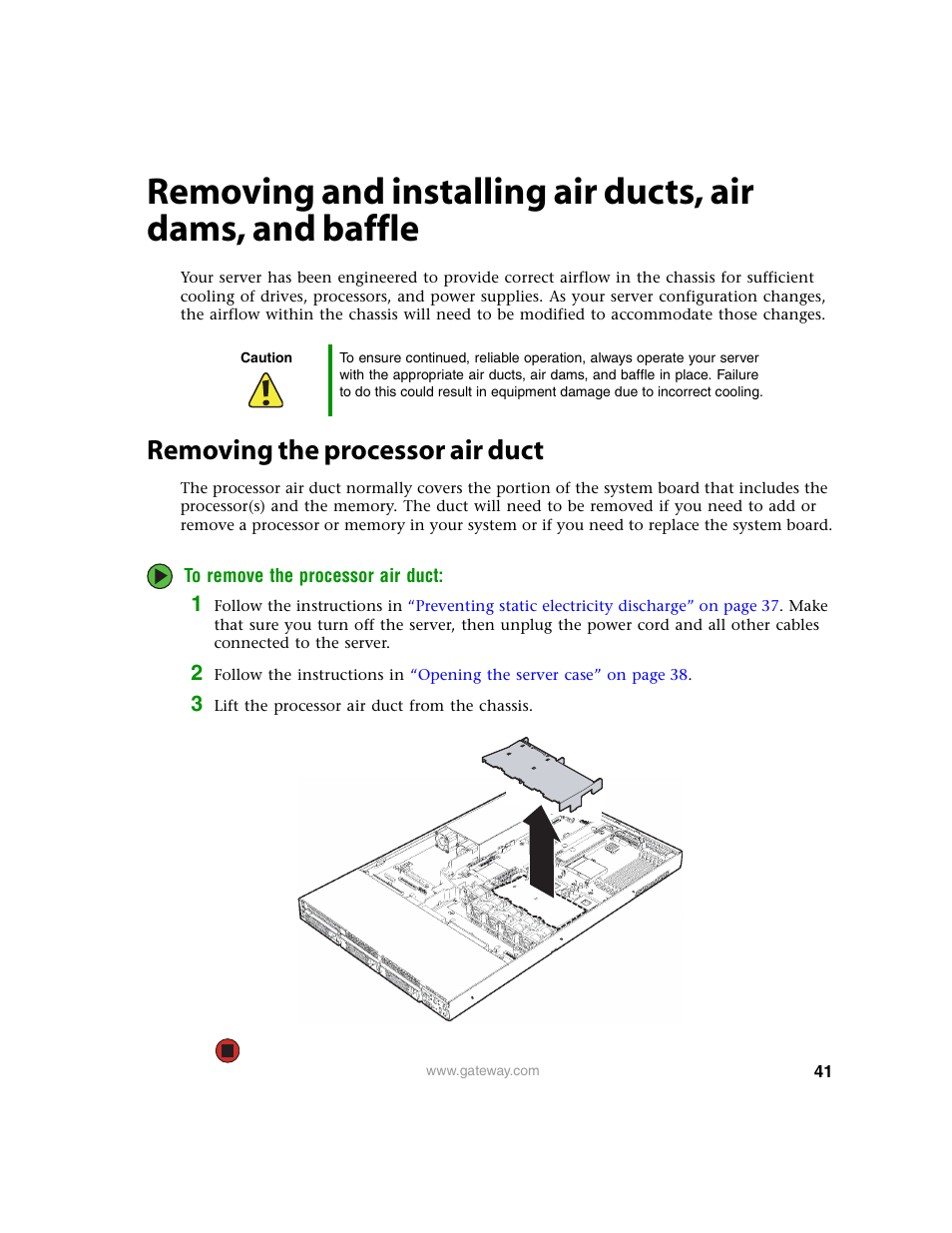 Removing the processor air duct | Gateway 9315 User Manual | Page 46 / 168